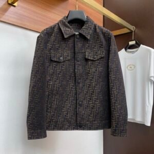eeeac9bb FND All-Over Pattern Button-Front Jacket - Dark Brown