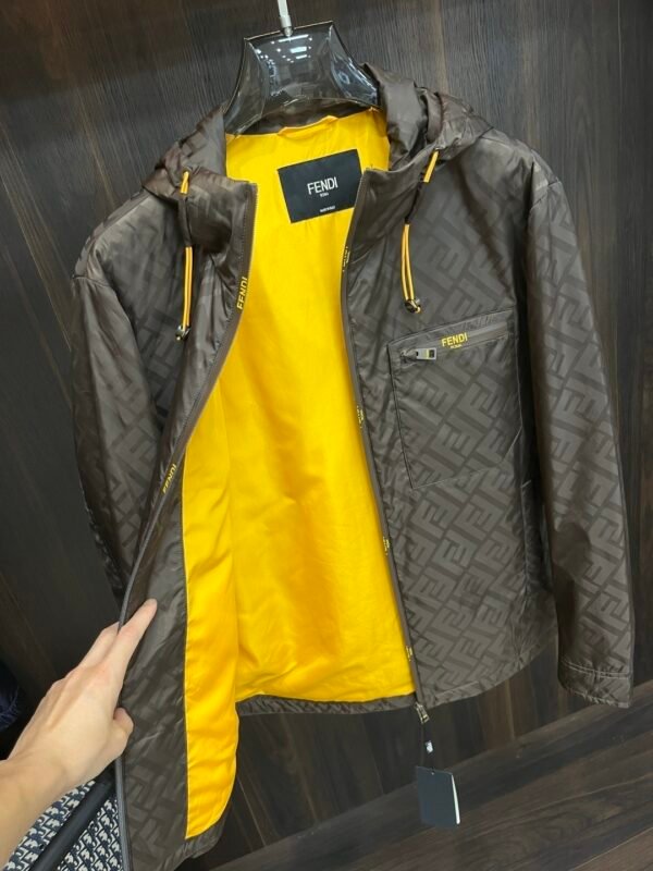 FND All-Over Monogram Hooded Zip-Up Jacket - Brown