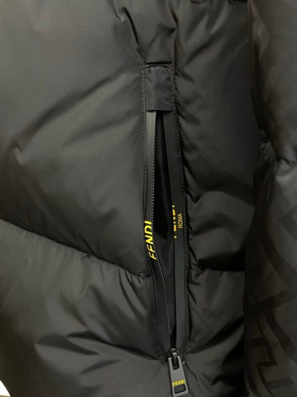 FND Hooded Puffer Jacket with Contrast Lining - Navy Blue