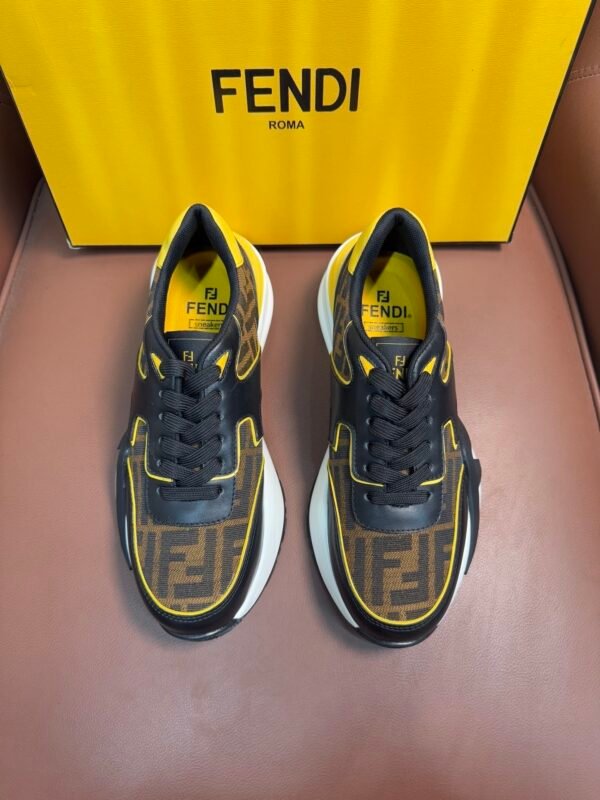 FND Monogram Trainers with Yellow Details - Black/Brown