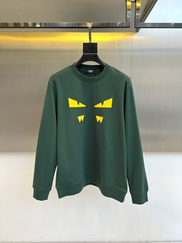 FND Crew Neck Jumper with Graphic Eye Detail - Green