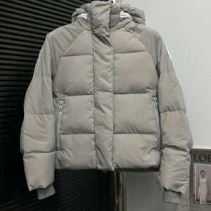 CG Hooded Puffer Jacket with Zip Pockets - Stone Grey