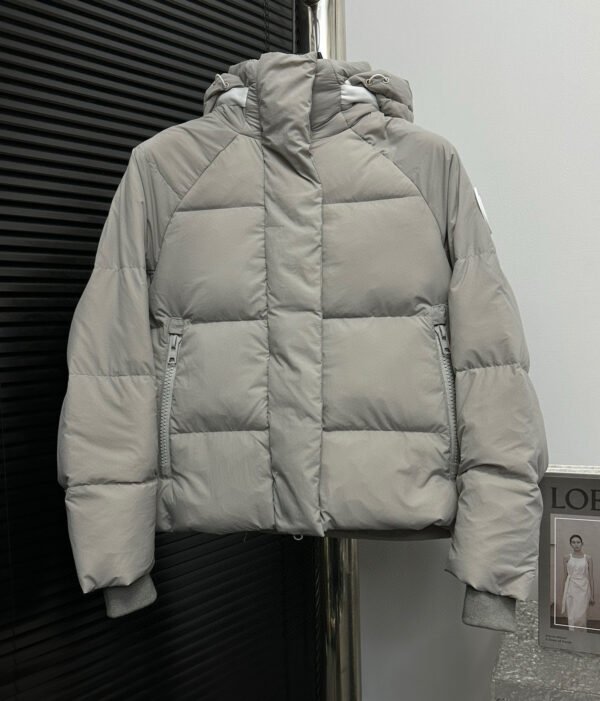 CG Hooded Puffer Jacket with Zip Pockets - Stone Grey