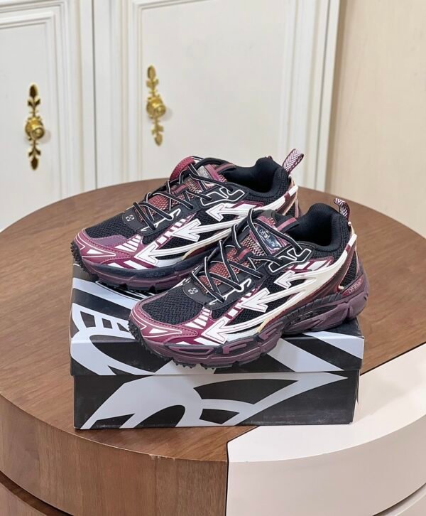 f19ccce2 OFFW Mesh Trainers with Graphic Panel Details - Burgundy/Black