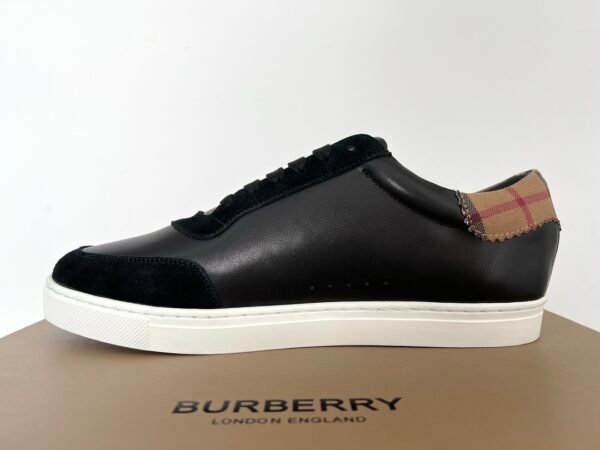 BRBY Trainers with Check Heel Accent - Black