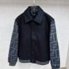 FND Contrast Sleeve Varsity Jacket - Black