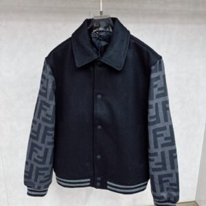 FND Contrast Sleeve Varsity Jacket - Black