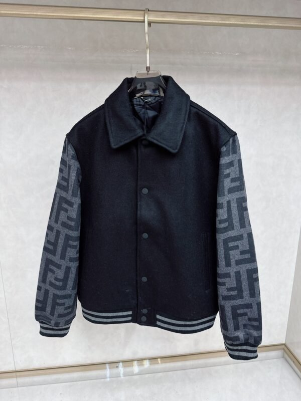 FND Contrast Sleeve Varsity Jacket - Black
