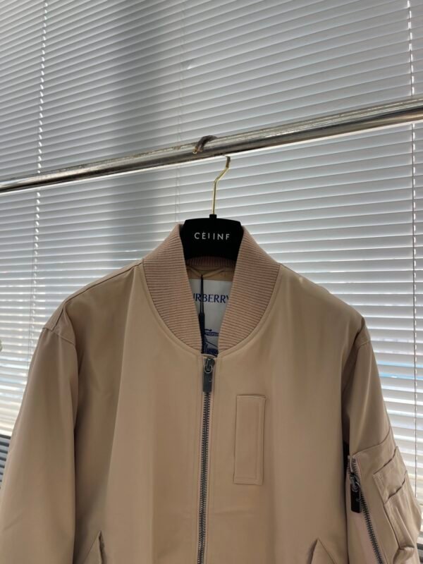 BRBY Zip-Up Jacket with Ribbed Collar - Light Beige