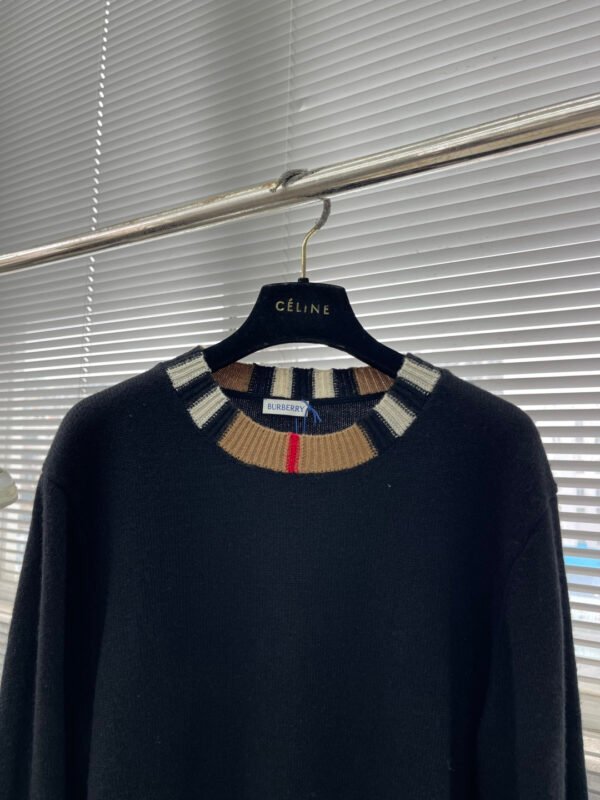 BRBY Striped Ribbed Crew Neck Knit Jumper - Black