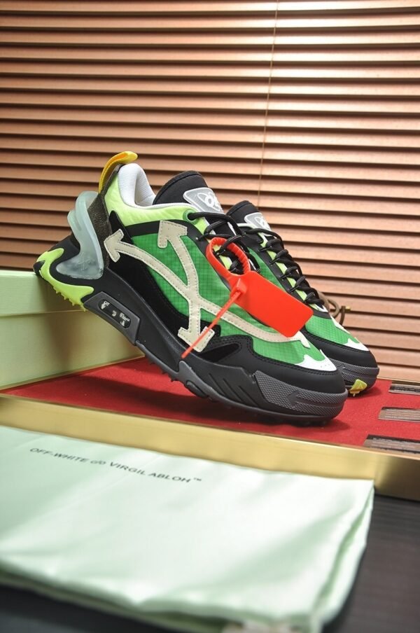 OFFW Chunky Trainers with Layered Panel Details - Green/Black