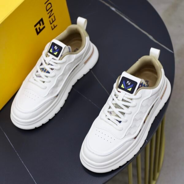 FND Low-Top Chunky Trainers with Patterned Side Detail - White