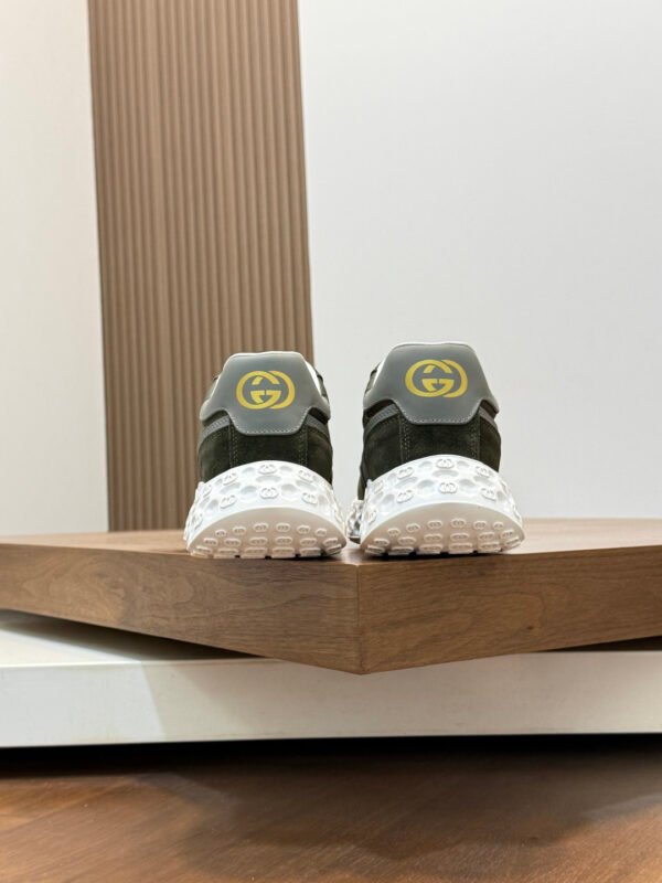 GCCI Trainers with Contrast Panels and Textured Sole - Olive Green