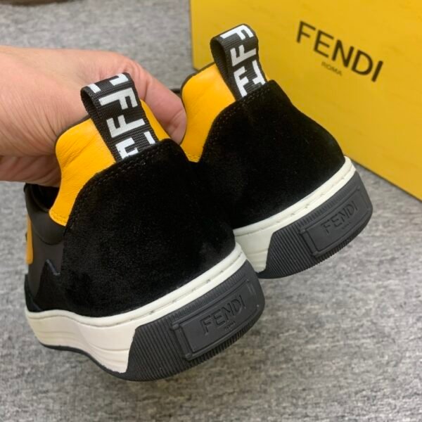 FND Black Trainers with Contrast Yellow Panels