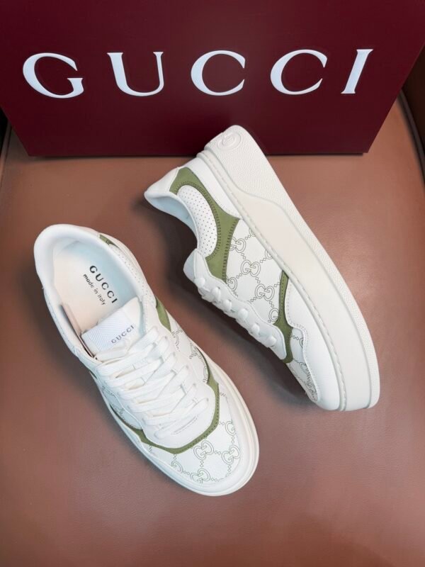 GCCI Trainers with Olive Contrast Panels and Monogram Pattern