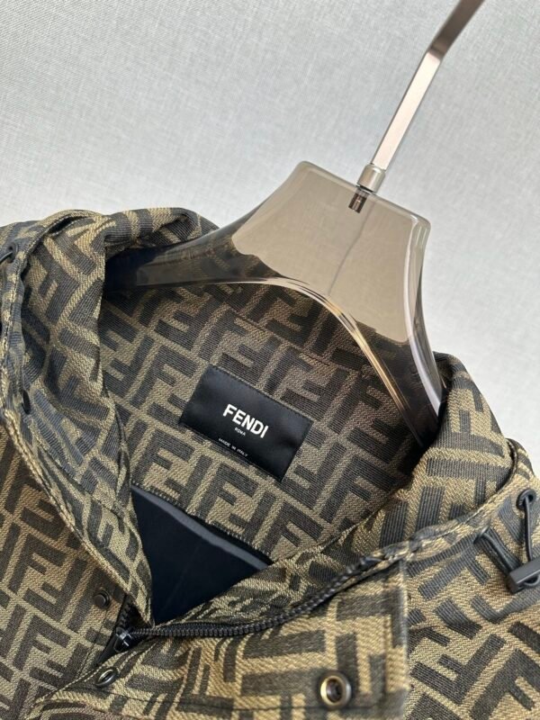 FND All-Over Pattern Zip-Up Jacket - Dark Brown