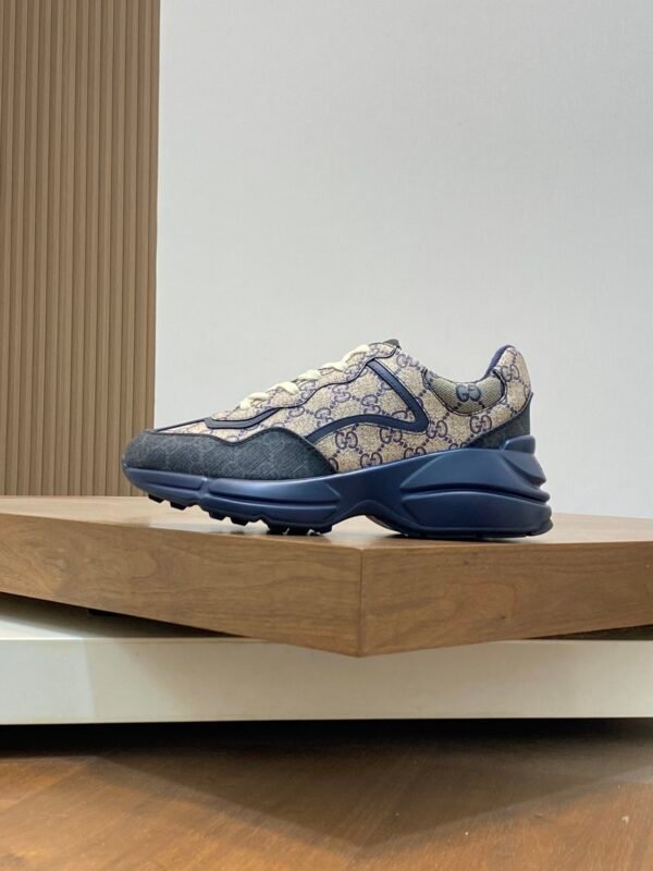 fb1fb571 GCCI Trainers with All-Over Monogram Pattern - Navy/Beige