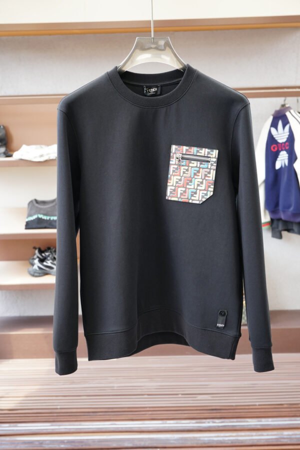 FND Crew Neck Jumper with Contrast Zip Pocket Detail