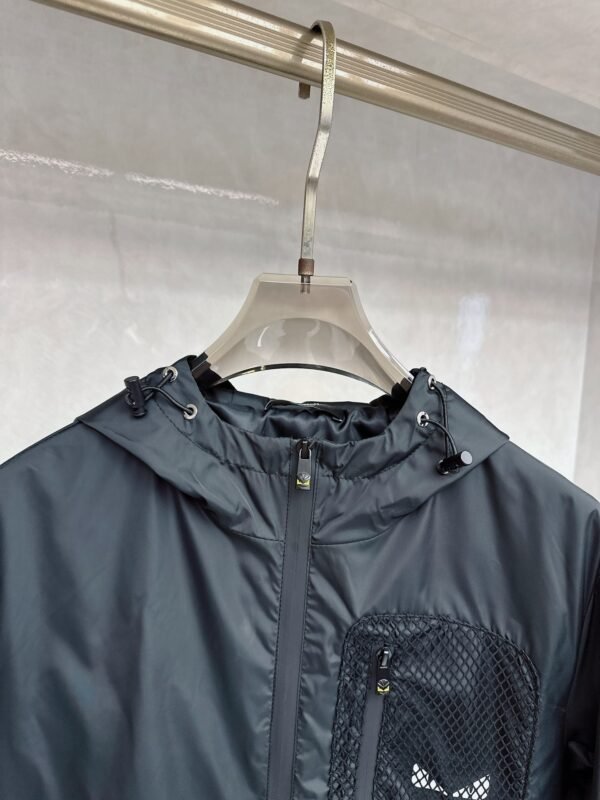 FND Hooded Zip-Up Jacket with Mesh Pocket Detail - Navy Blue