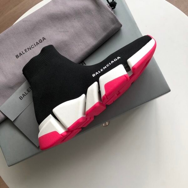 BLNCG Sock-Style Trainers with Contrast Sole - Black/Pink