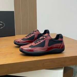 PRDA Trainers with Mesh and Contrast Smooth Overlays - Burgundy