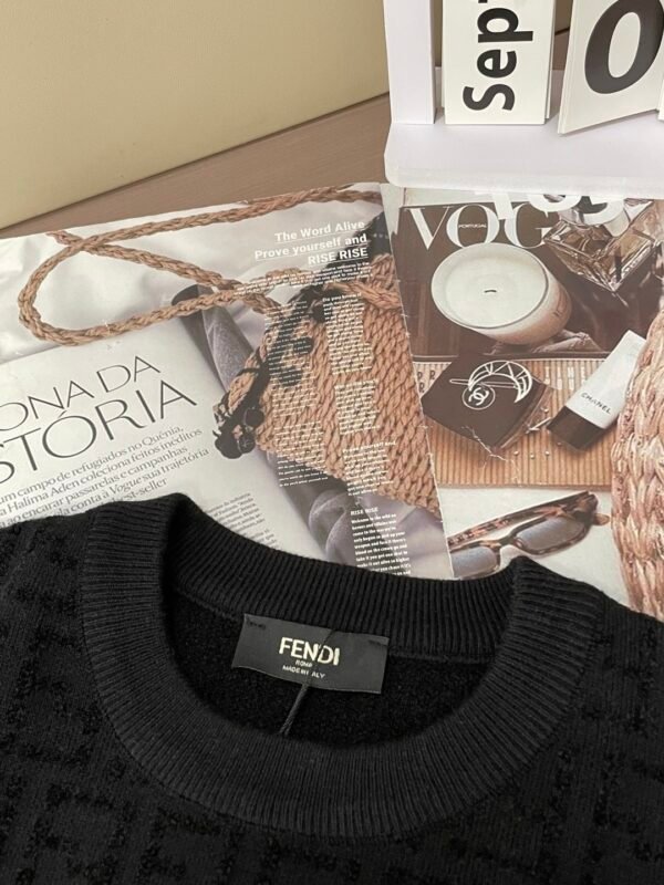 fe5ddac6 FND Monogram Crew Neck Jumper with Emblem Detail - Black