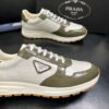 PRDA Low-Top Trainers in White with Olive Contrast Panels